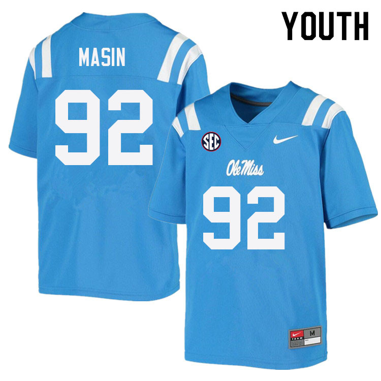 Youth #92 Fraser Masin Ole Miss Rebels College Football Jerseys Sale-Power Blue